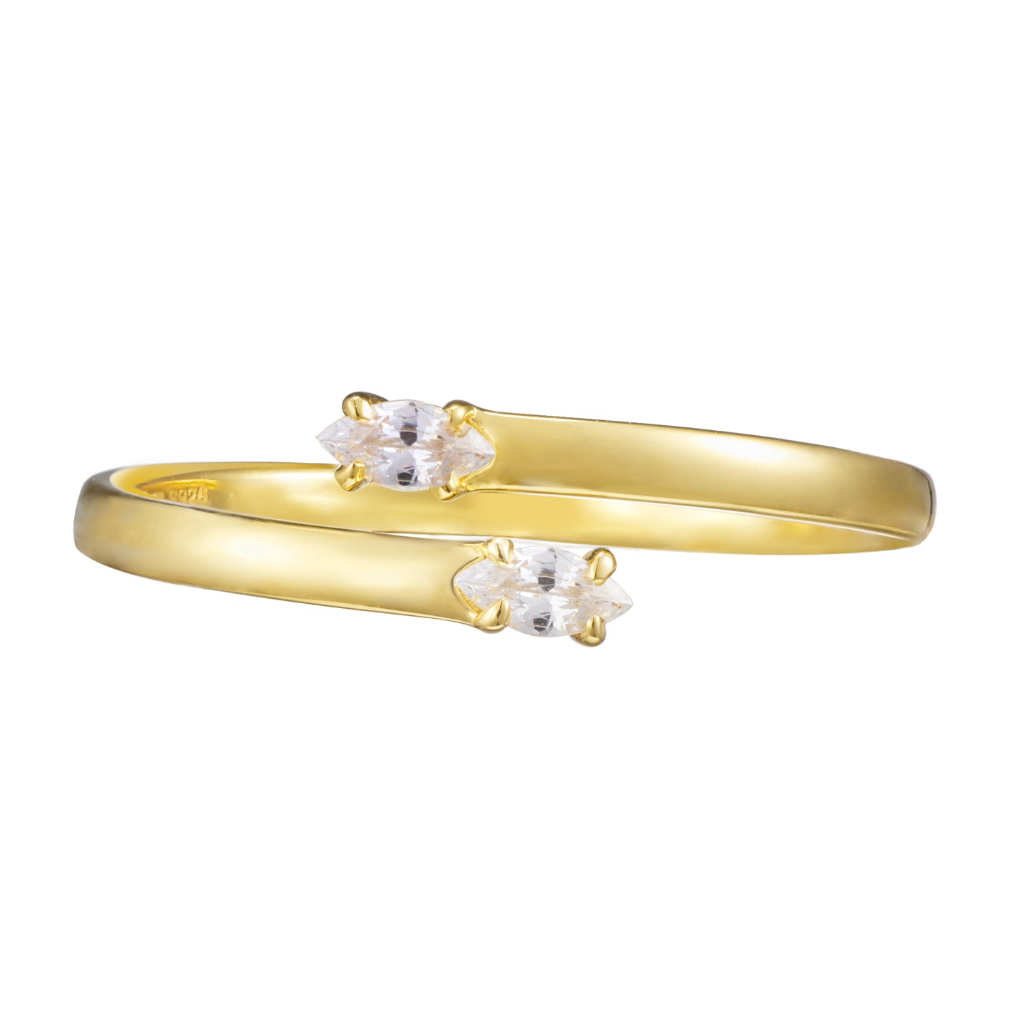 Silver & Gold Vermeil ‘Split’ Marquise Ring