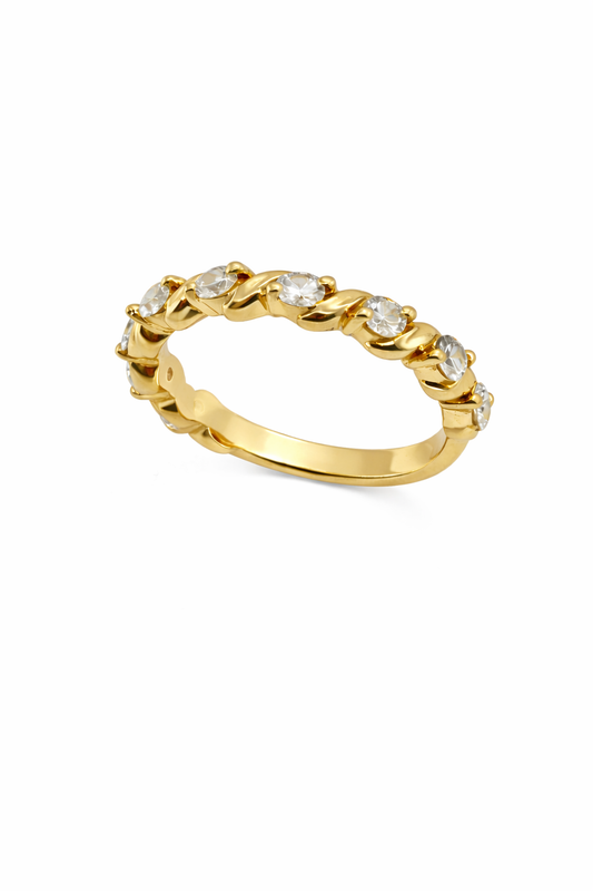 18ct yellow gold Torsion diamond band, view 2