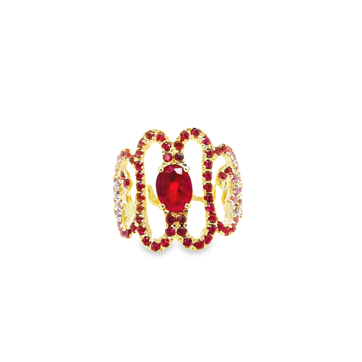 18ct Yellow Gold ‘Flow’ Spinel & Diamond Ring