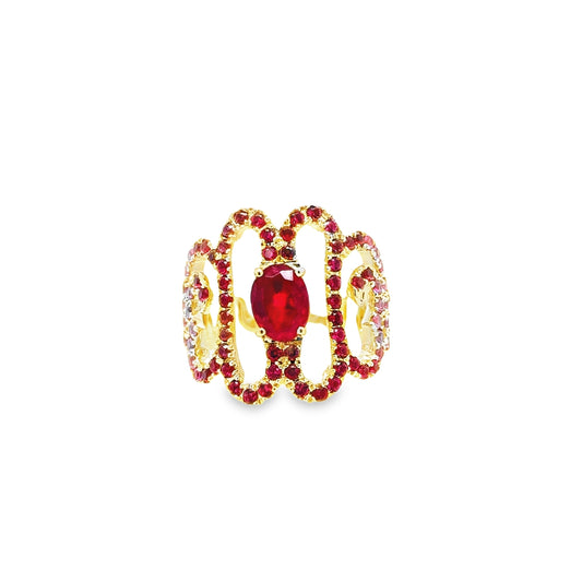 18ct Yellow Gold ‘Flow’ Spinel & Diamond Ring