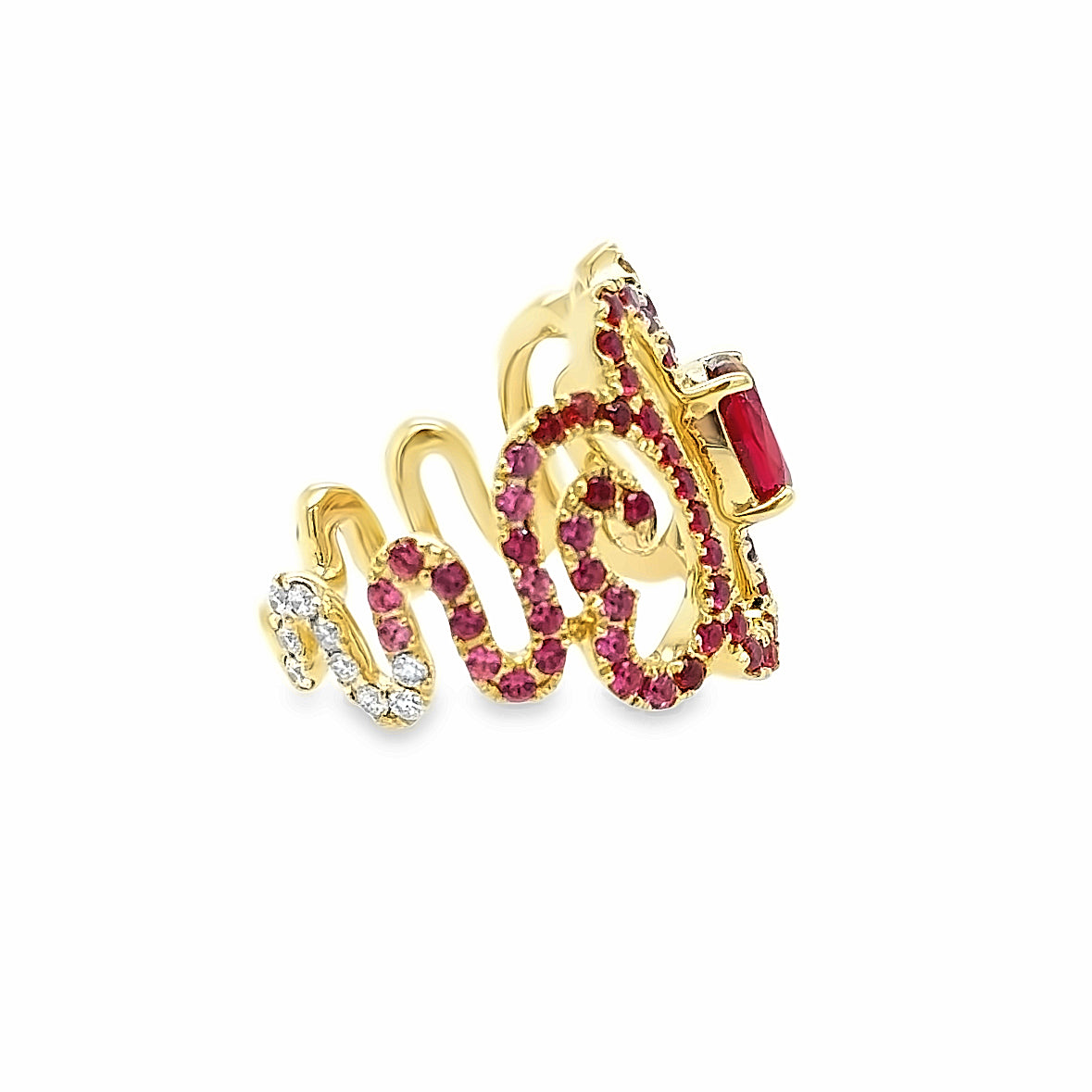 18ct Yellow Gold ‘Flow’ Spinel & Diamond Ring