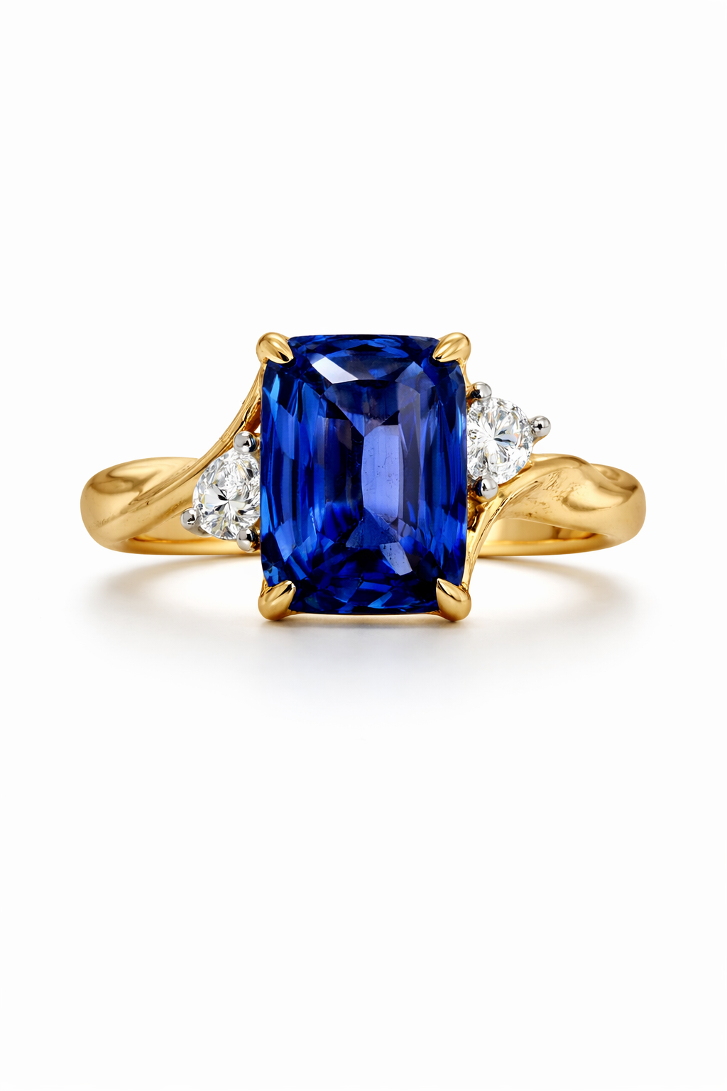 18ct Yellow Gold & Platinum Ceylon Sapphire ‘Torsion’ Ring
