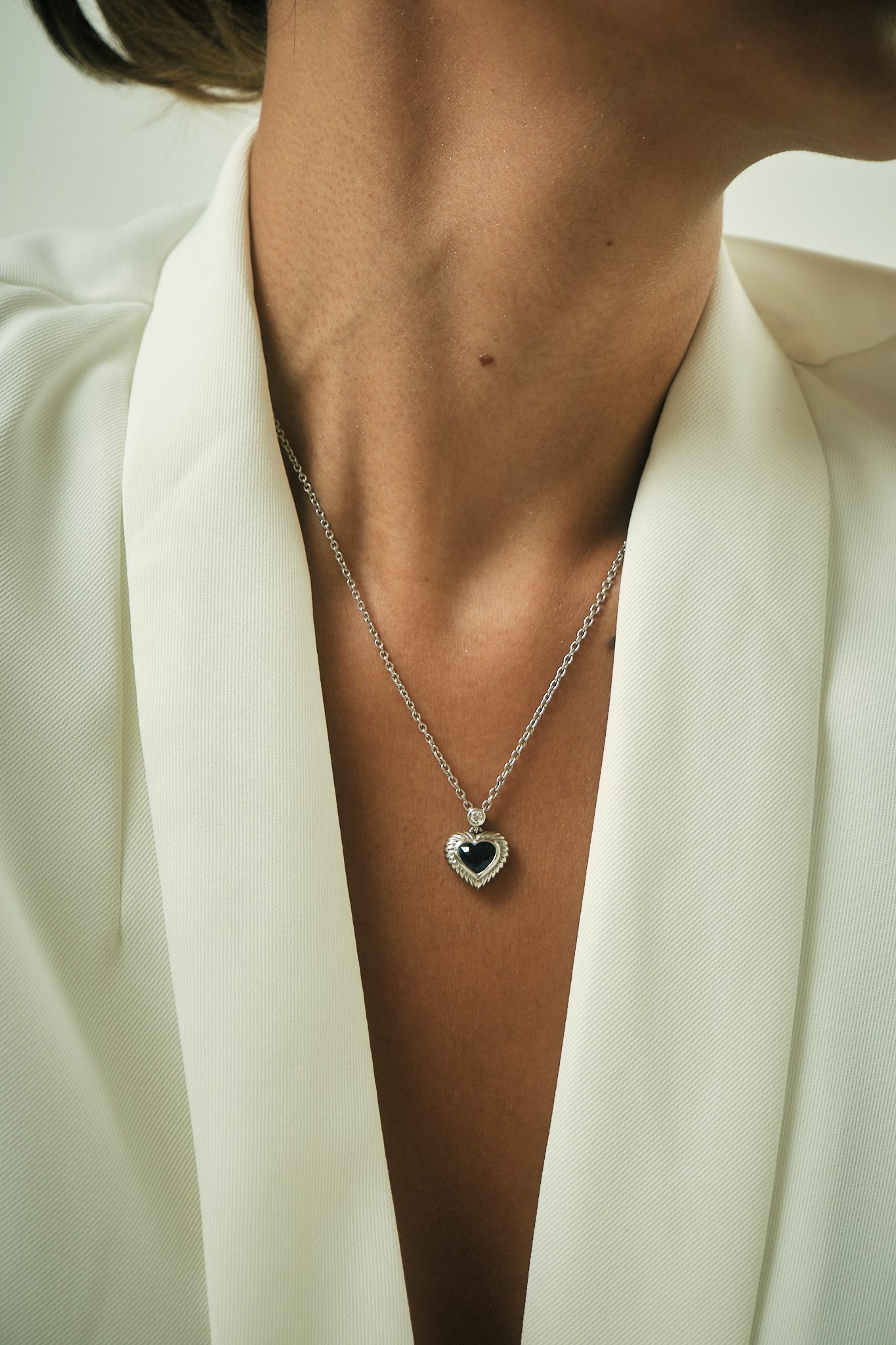 Platinum Sapphire Heart ‘Torsion’ Necklace