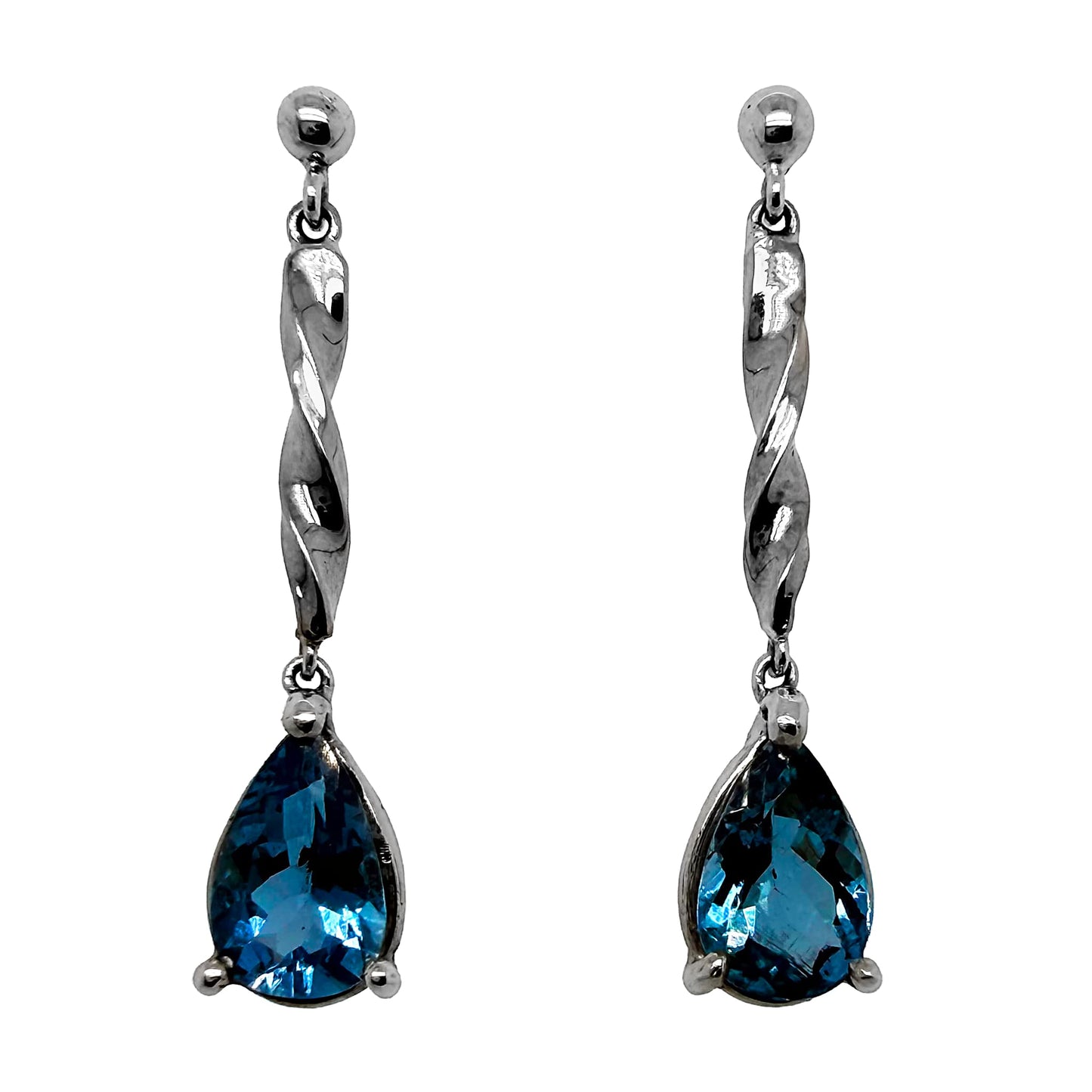 Platinum ‘Torsion’ Aquamarine Drop Earrings