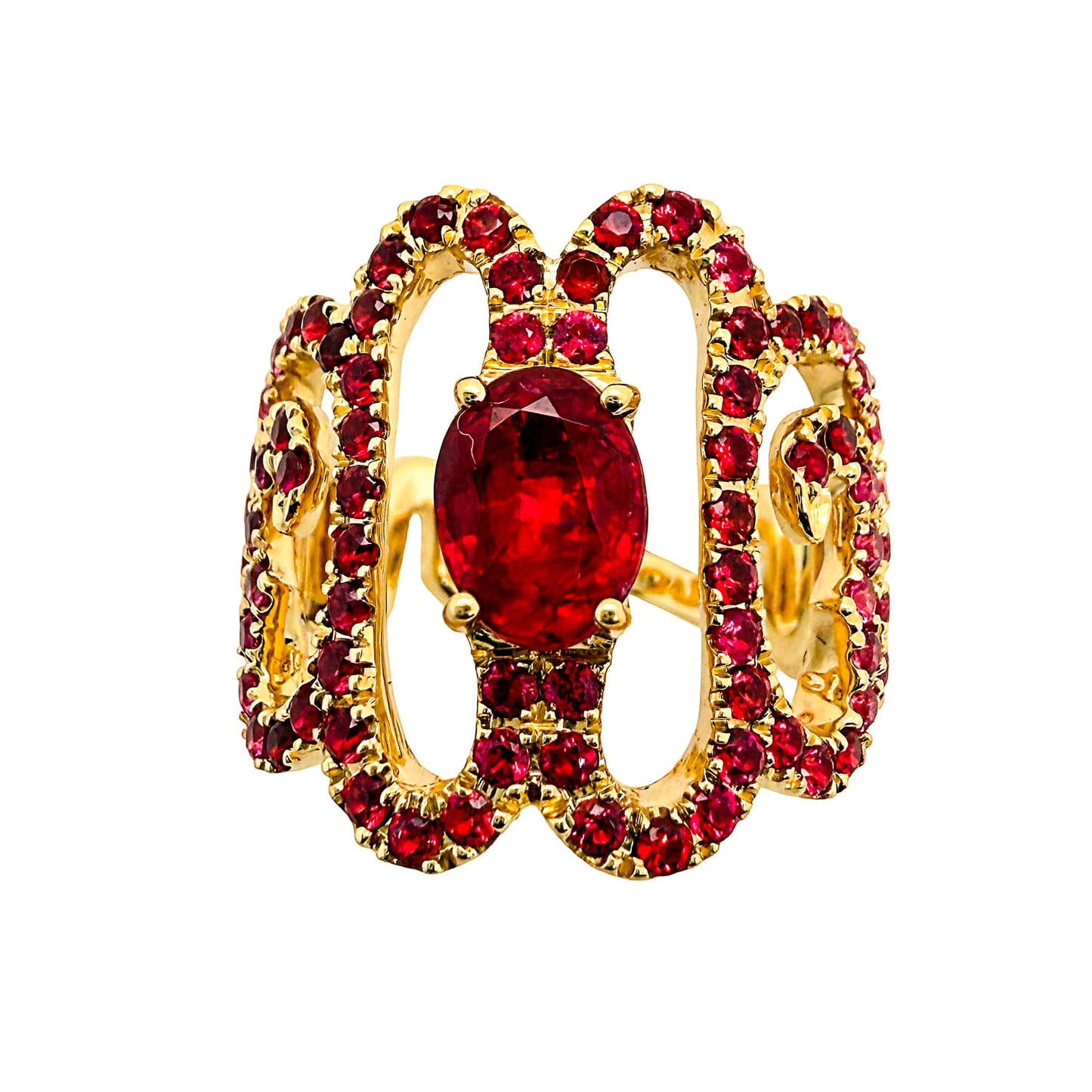 18ct Yellow Gold ‘Flow’ Spinel & Diamond Ring