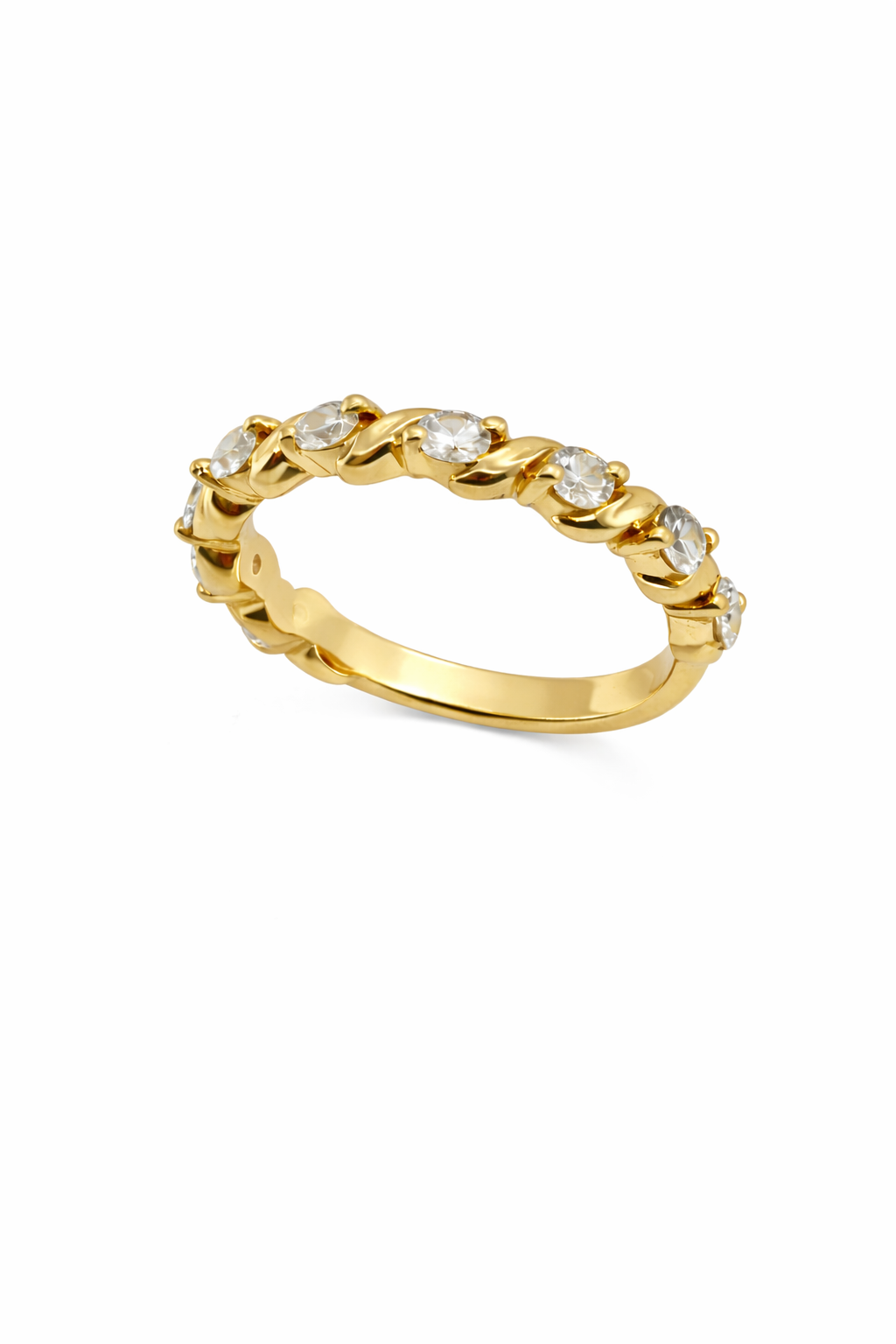 18ct yellow gold Torsion diamond band, view 2