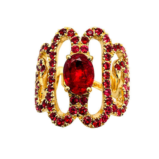 18ct Yellow Gold ‘Flow’ Spinel & Diamond Ring